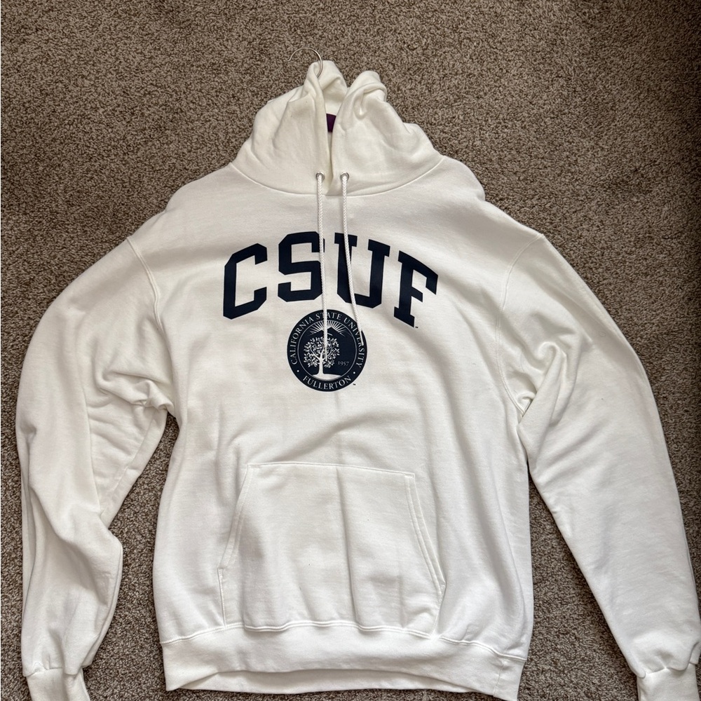 White Cal State Fullerton Large Men's Hoodie